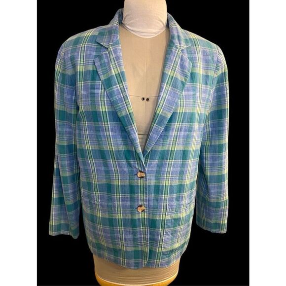 Appleseed’s Plaid 2-Button Blazer Sz. 12 Lined Lightweight Spring - Picture 8 of 9